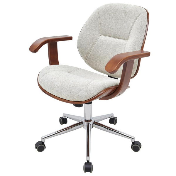 Samuel Fabric Bamboo Office Chair with Armrest | Mid Century Style