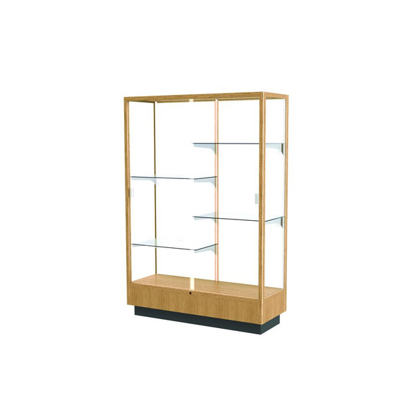 Heritage 48"W x 70"H x 18"D Floor Display Case with White Back and Natural Maple Finish