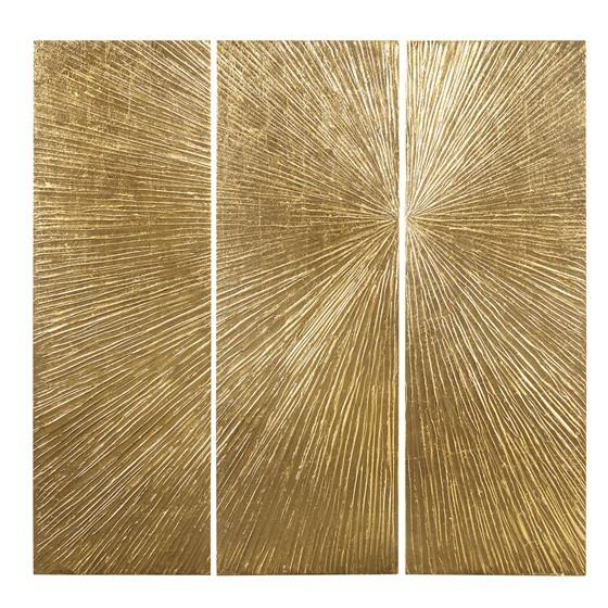 Madison Park Signature Sunburst Metallic Gold 100% Hand Painted Resin Wall Decor Three Piece Set