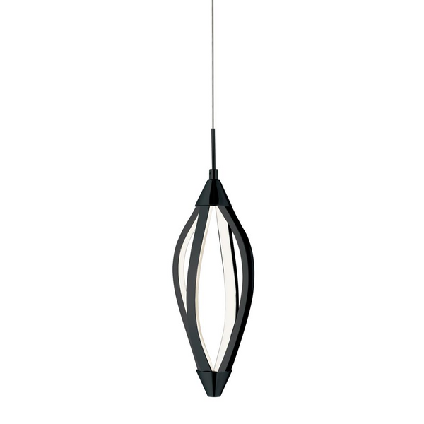 15W Pendant, MB, WH Acrylic Diffuser - Contemporary Selene Pendant