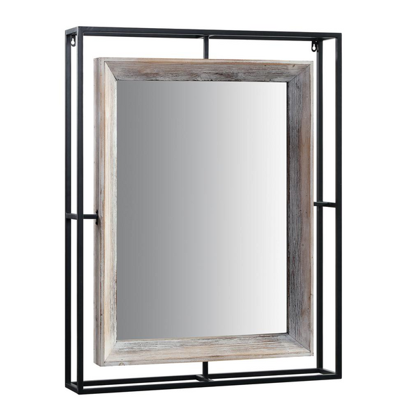 ALTA COLLECTION MIRROR - Washed Gray Fir and Metal/Brown | Timeless Décor for Any Room