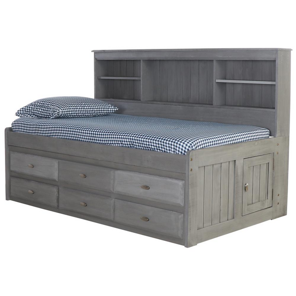 Solid Pine Twin Daybed with Six Sturdy Drawers in Charcoal Gray - OS Home and Office Furniture