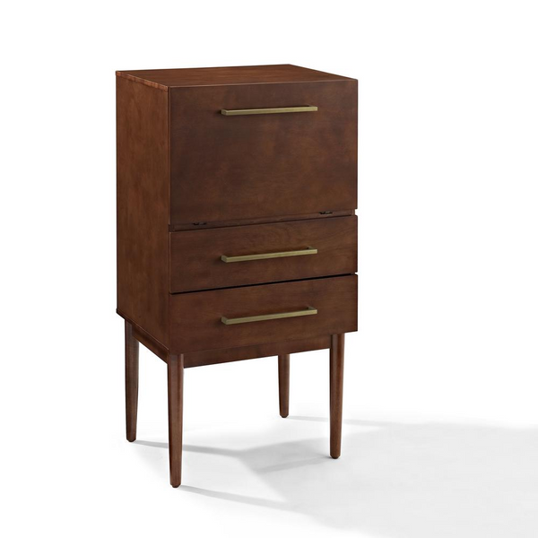 Everett Spirit Cabinet in Mahogany - Mid-Century Modern Bar Storage