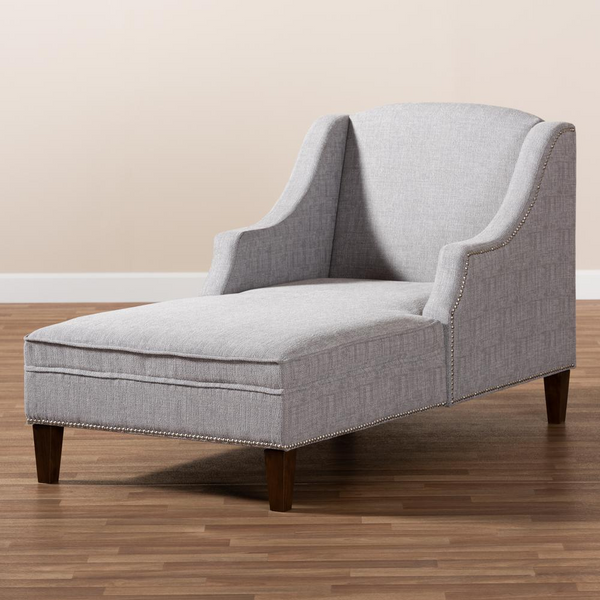 Grey Fabric Upholstered Wenge Brown Finished Chaise Lounge | Elegant and Functional Design