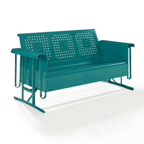 Bates Outdoor Metal Sofa Glider Turquoise - Retro Style Outdoor Furniture