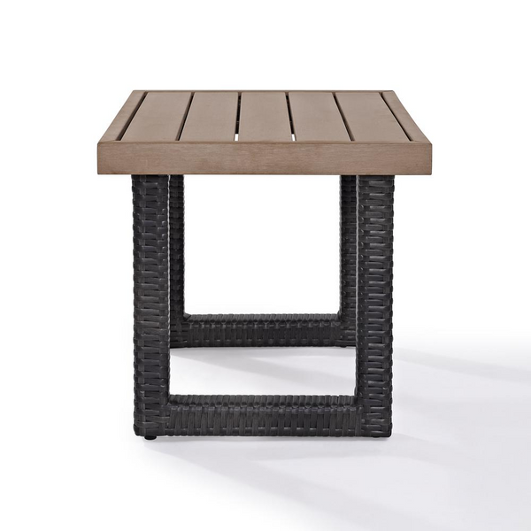 Beaufort Outdoor Wicker Side Table Brown - Durable Polywood Patio Furniture