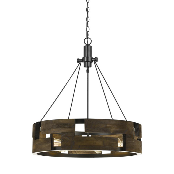 60W X 6 Bradford Metal And Wood Chandelier