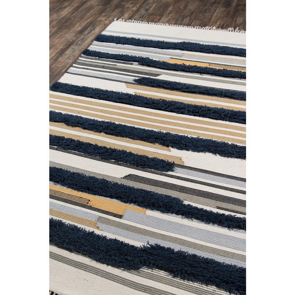 Contemporary Rectangle Area Rug, Navy, 5' X 7' - Handmade Southwestern-Style Rug