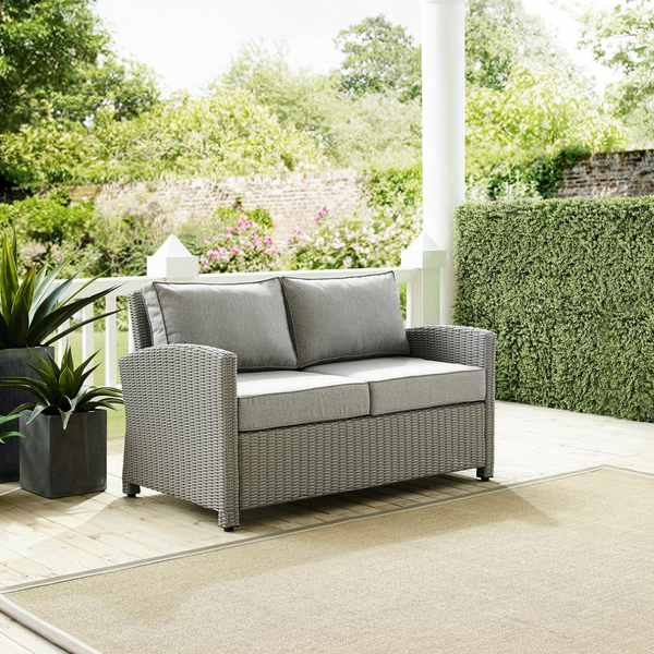 Bradenton Outdoor Wicker Loveseat Gray/Gray - Comfortable and Stylish | Outdoor Furniture