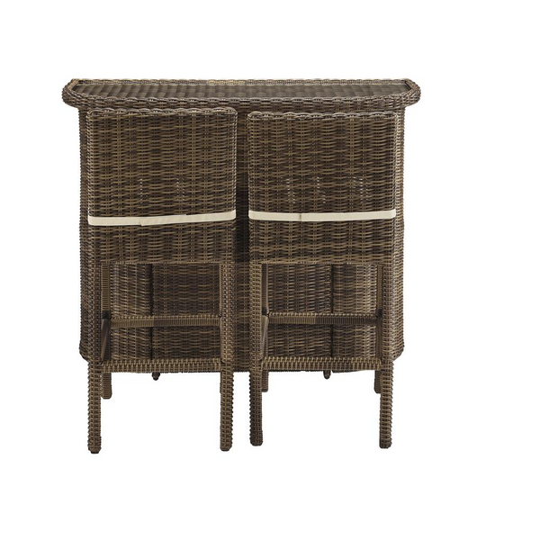 Bradenton 3Pc Outdoor Wicker Bar Set - Sand/Weathered Brown