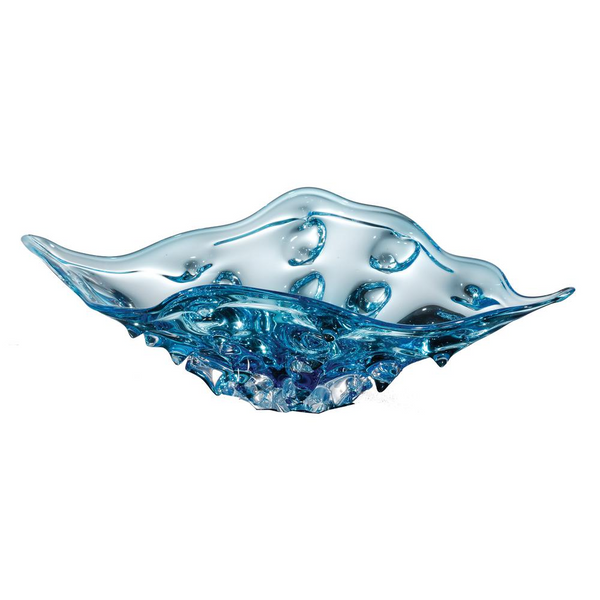 Elegant Hand-Blown Aquamarine Glass Fruit Bowl - Luxurious Modern Décor Piece