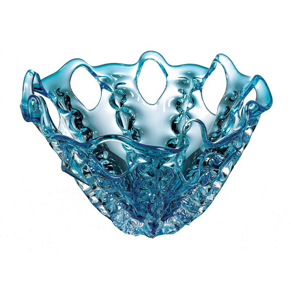 Elegant Hand-Blown Glass Fruit Bowl - Aquamarine Decorative Centerpiece