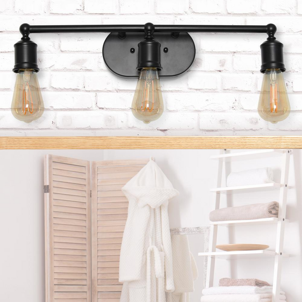 Lalia Home 3 Light Industrial Metal Vanity Light, Matte Black