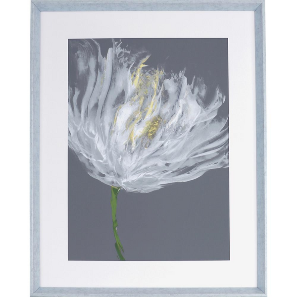 Lorell White Flower I Framed Abstract Art - Elegant 27.50" x 35.50" Frame - Ideal for Office & Home Decor - Gray, White