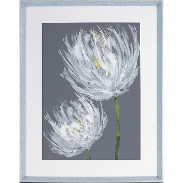 Lorell White Flower II Framed Abstract Art - 27.50" x 35.50" - Elegant Floral Wall Decor