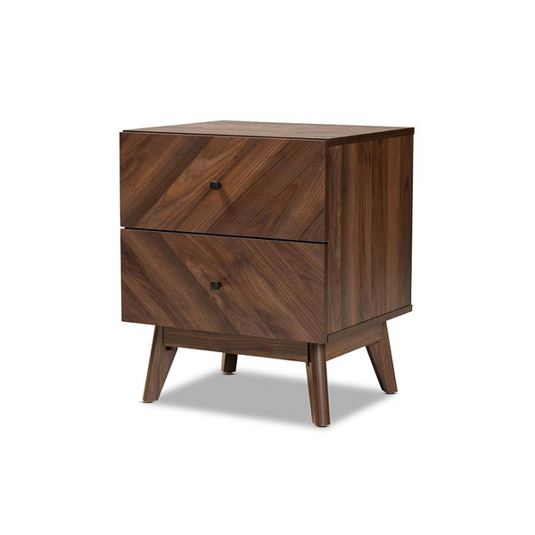 Hartman Mid-Century Modern Walnut Brown Wood 2-Drawer Nightstand | Sleek & Stylish Bedroom Furniture