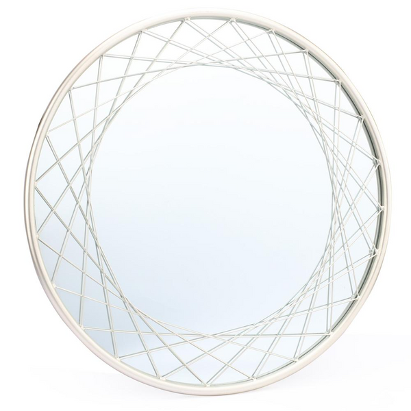 Silver Metal Frame Round Accent Wall Mirror - Modern and Contemporary Style