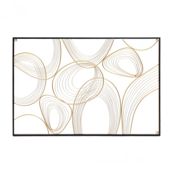 Gold and Black Abstract Metal Rectangular Wall Decor | Contemporary Metal Wall Art