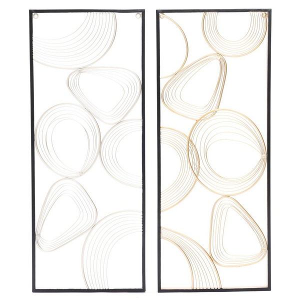 Gold and Silver Abstract Rectangular Metal Wall Decor, Set of 2