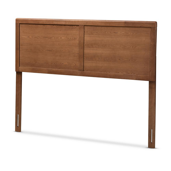 Raya Mid-Century Modern Walnut Brown Finished Wood Queen Size Headboard