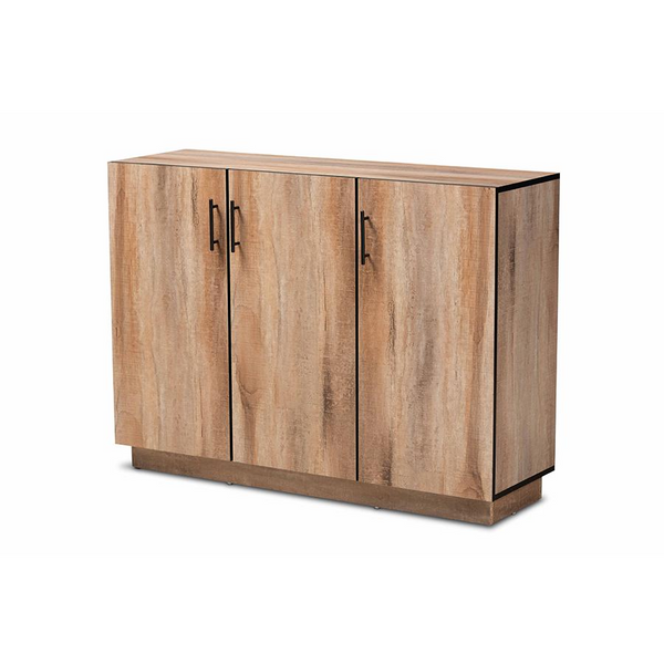 Natural Oak Finished 3-Door Dining Room Sideboard Buffet - Modern Elegance and Ample Storage