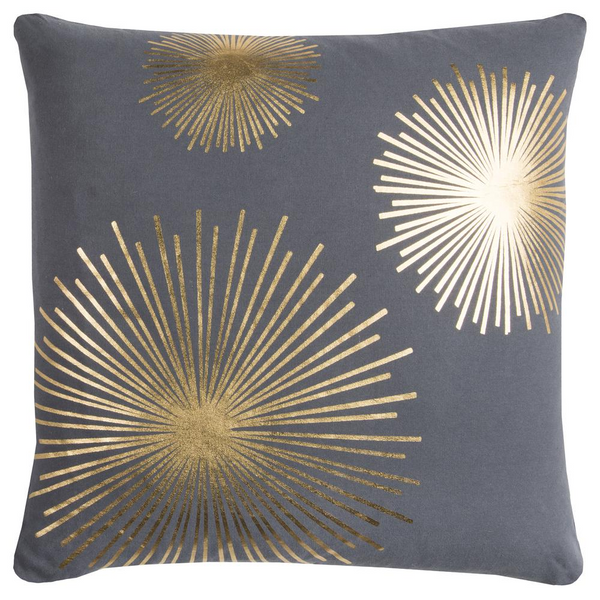 Rachel Kate 20" x 20" Poly Filled Pillow - Dark Grey and Metallic Gold