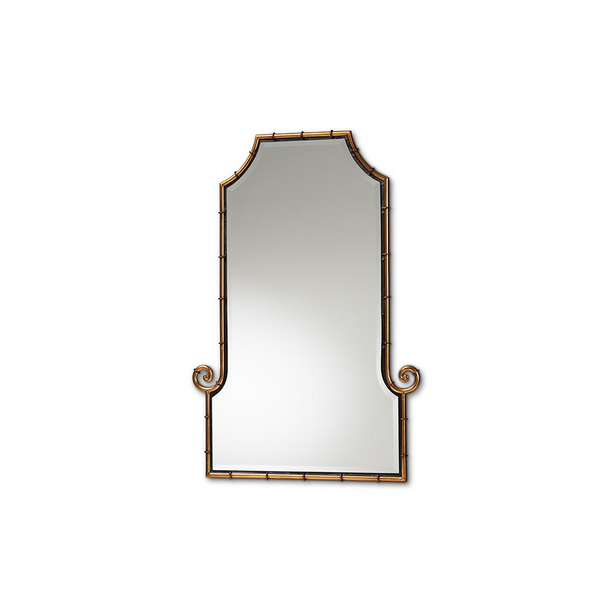 Gold Finished Metal Bamboo Inspired Accent Wall Mirror