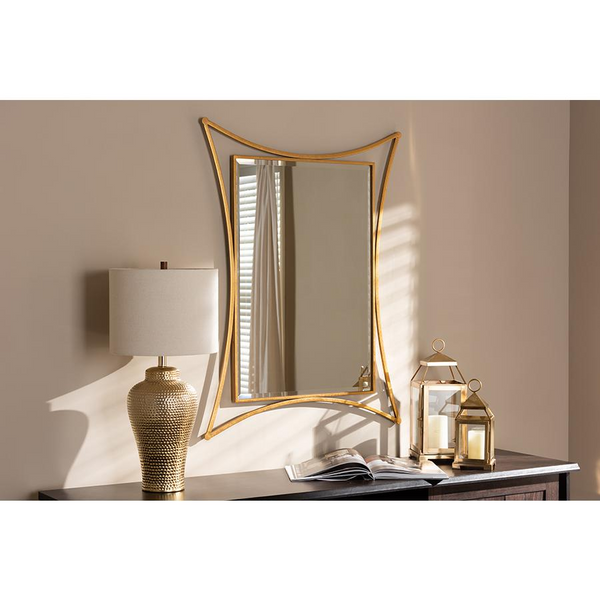 Antique Gold Finished Rectangular Accent Wall Mirror – Elegant Home Décor