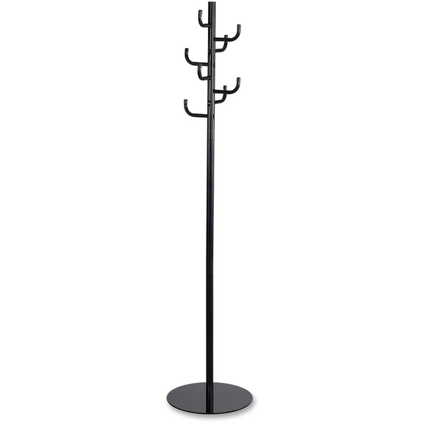 Safco Hook Head Coat Rack - 8 Hooks - Durable Tubular Steel - Black - Perfect for Coats, Jackets, Hats, and More