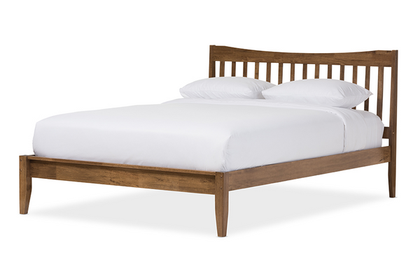 Solid Walnut Wood Curvaceous Slatted King Size Platform Bed