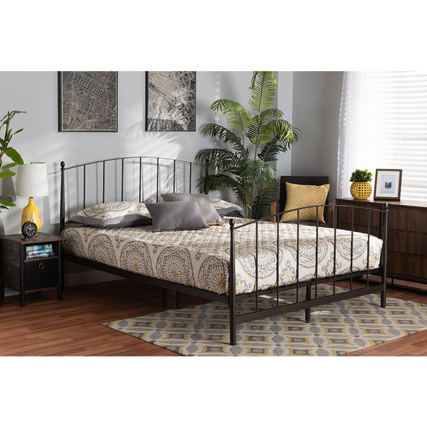 Lana Modern and Contemporary Black Bronze Finished Metal Queen Size Platform Bed