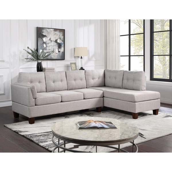 Dalia Light Gray Linen Modern Sectional Sofa with Right Facing Chaise