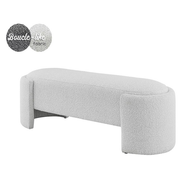 Felicia Fabric Bench - Soft Curve and Sweet Boucle Fabric