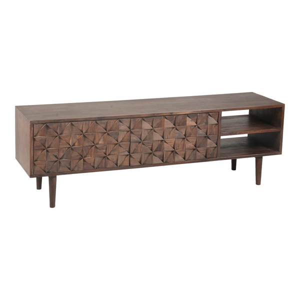 Pablo Entertainment Unit - Dark Brown Sheesham Wood | Modern Mid-Century Design