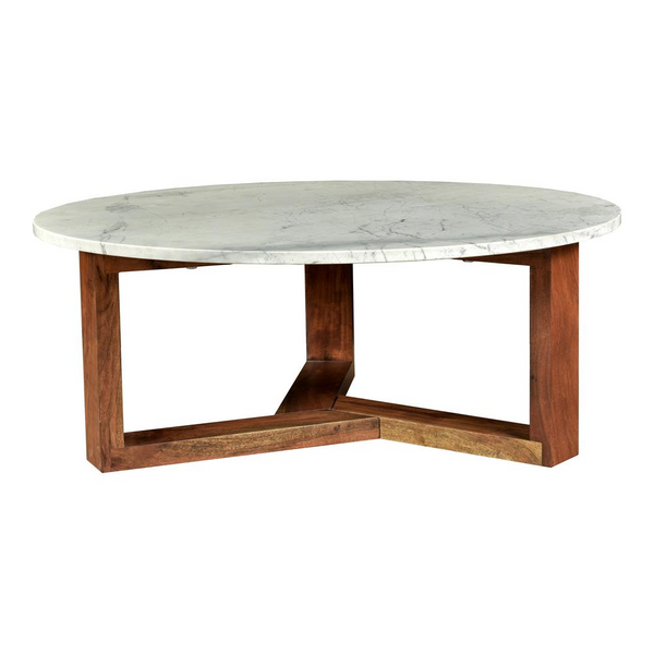 Jinxx White Coffee Table - Elegant Marble & Acacia Wood Design