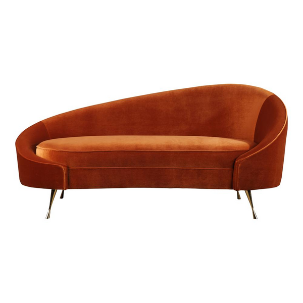 Abigail Chaise Umber | Velvet Finish | Mid-Century Design