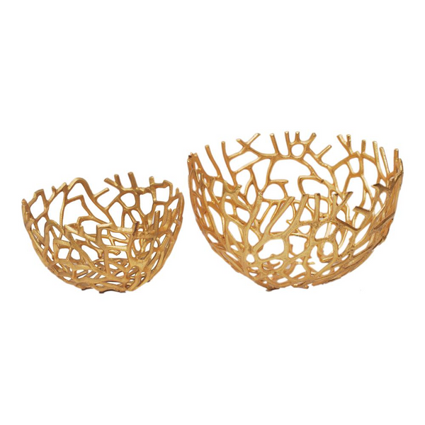 Nest Bowls - Set of 2 Aluminum Bowls with Gold Finish