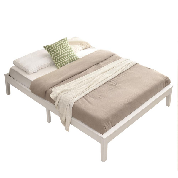 Better Home Stella Solid Pine Wood Queen Platform Bed Frame in White