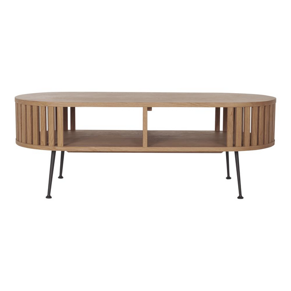 Henrich Coffee Table - Elegant Mid-Century Modern Design with Solid Oak and Sturdy Steel Legs