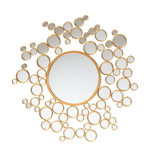 Castiel Modern Glam and Luxe Antique Goldleaf Metal Bubble Accent Wall Mirror