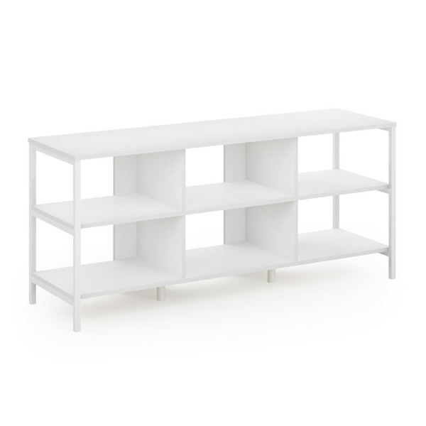 Furinno Camnus Modern Living TV Stand for TVs up to 60 Inch, Solid White/White