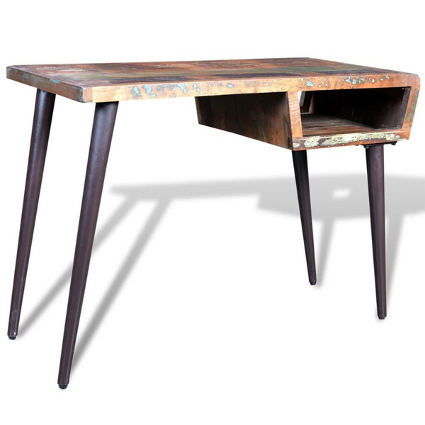 Reclaimed Wood Desk with Iron Legs - Vintage Style, Eco-Friendly Workstation