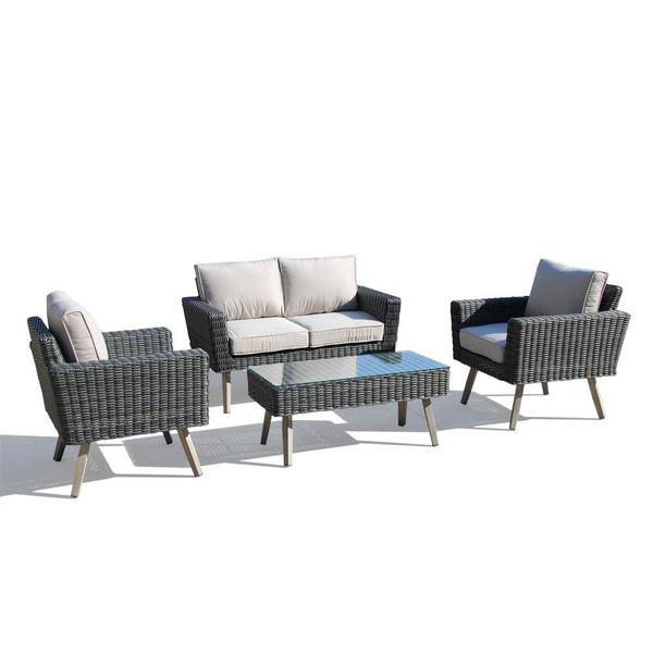 Castlewood All Weather Wicker 4 Piece Seating Group with Cushions