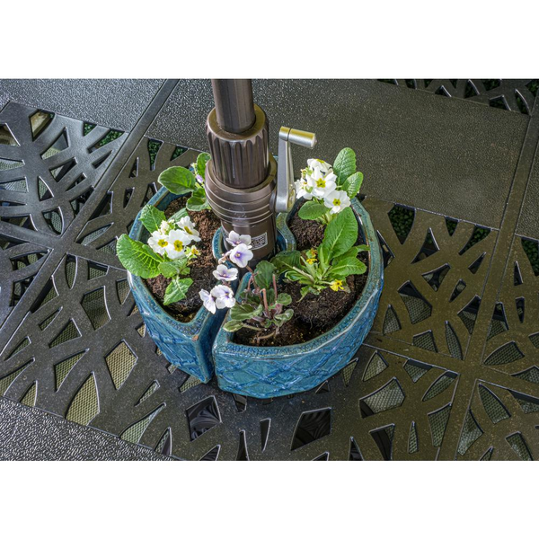 Trellis Round Umbrella Planter- Atlantis Blue