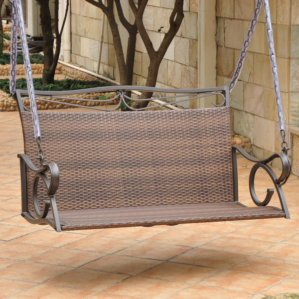 Valencia Resin Wicker/Steel Loveseat Swing - Weather and UV Resistant