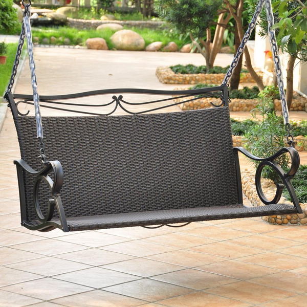 Valencia Resin Wicker/Steel Loveseat Swing - Enhance Your Outdoor Space