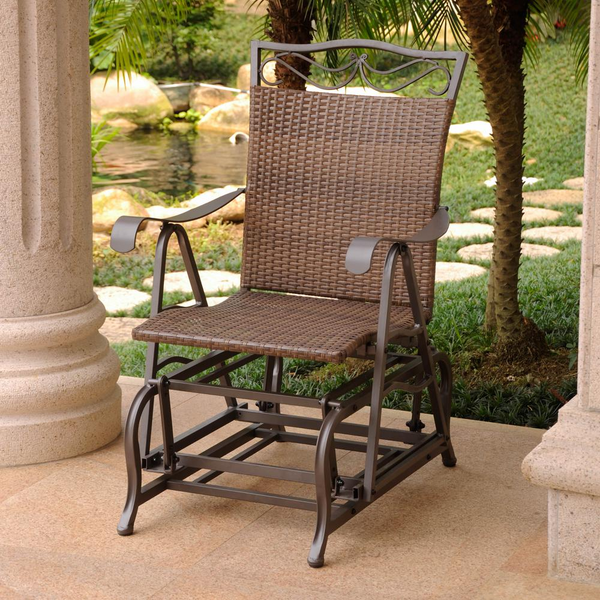 Valencia Resin Wicker/Steel Single Glider - Outdoor Patio Furniture