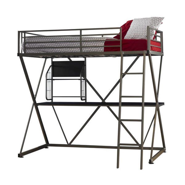 Pewter Student Loft Bed - Ultimate Space-Saving Solution for Youth Bedrooms