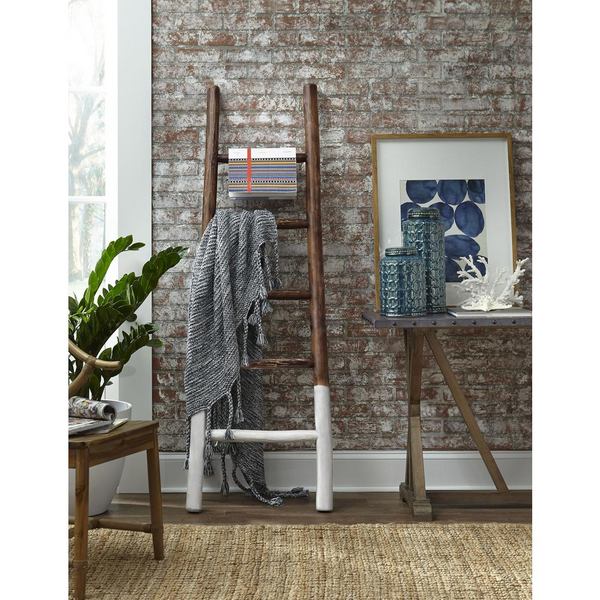 Decorative Blanket Ladder | Solid Gelam Wood Construction | 68'' Tall