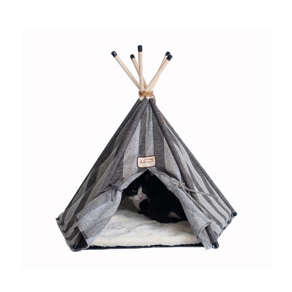 Armarkat Cat Bed | Teepee Style with Striped Pattern